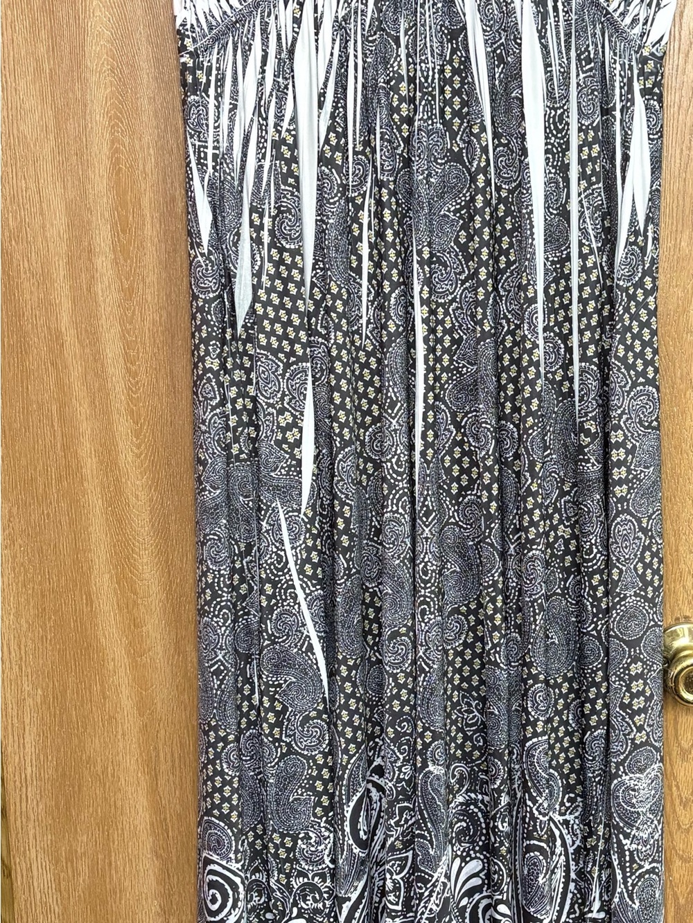 Christopher & Banks Black Paisley Maxi Skirt with Cream Accents